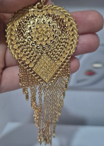 Altın kaplama İşlemeli Püsküllü kolye ucu - Görsel 3