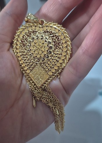 Altın kaplama İşlemeli Püsküllü kolye ucu - Görsel 4