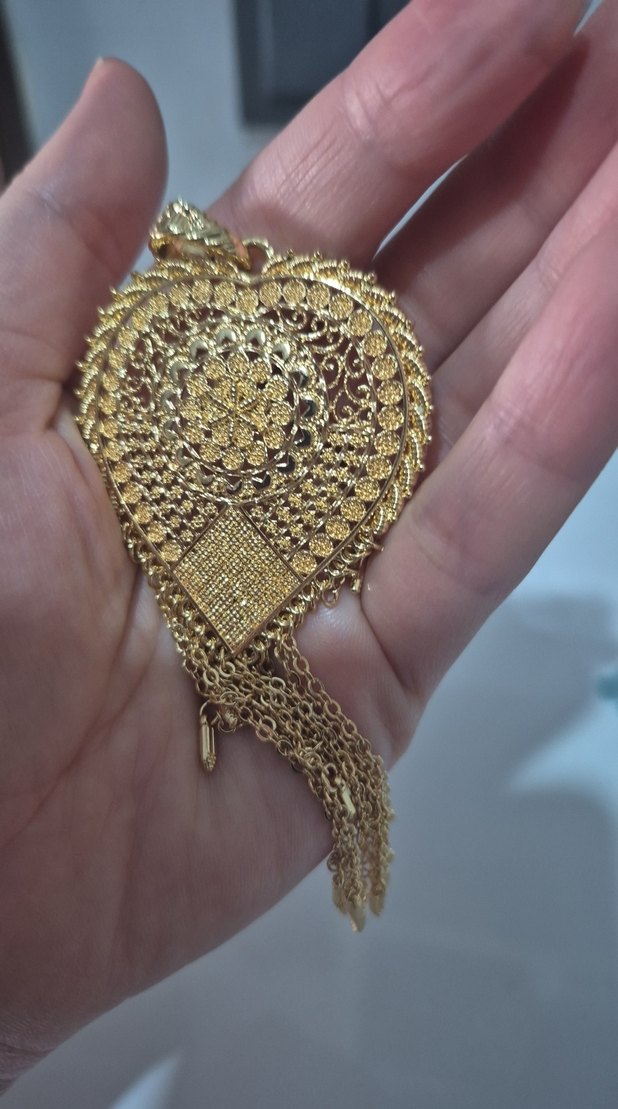 Altın kaplama İşlemeli Püsküllü kolye ucu - Görsel 4