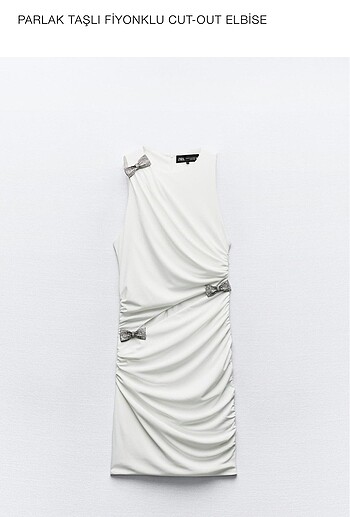 ZARA PARLAK TAŞLI FİYONKLU CUT OUT ELBİSE