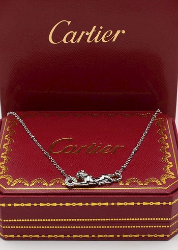 Cartier Leopar Desenli Altin Renkli Cartier Kolye