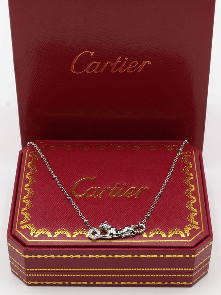 Leopar Desenli Altın Renkli Cartier Kolye — görsel 2/6