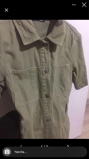 Bershka Kot şort yüksek bel kemerli