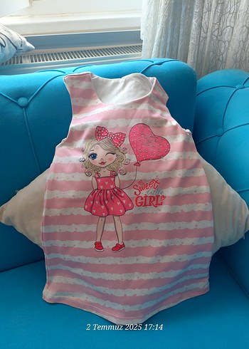 Pembe Dantel Detaylı Kolsuz Baskılı Elbise