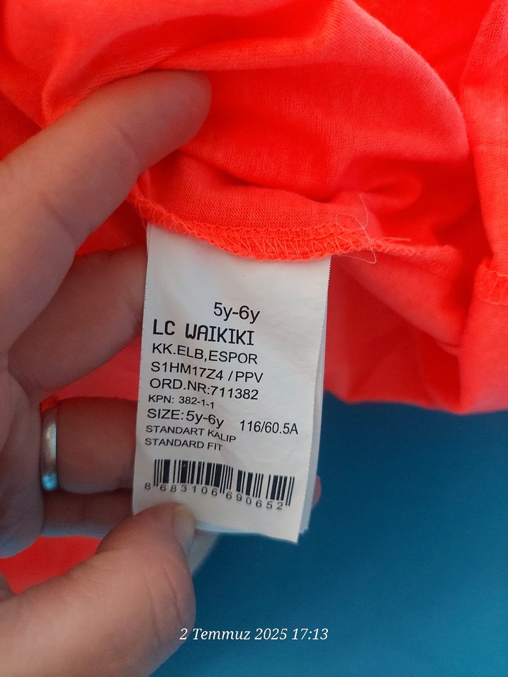 Turuncu Düğmeli Askılı Kız Elbisesi - Görsel 2