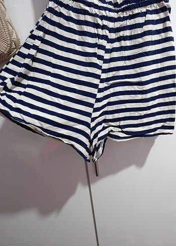 Çizgili Straplez Mini Tulum - Görsel 4