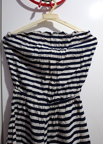 Çizgili Straplez Mini Tulum - Görsel 2