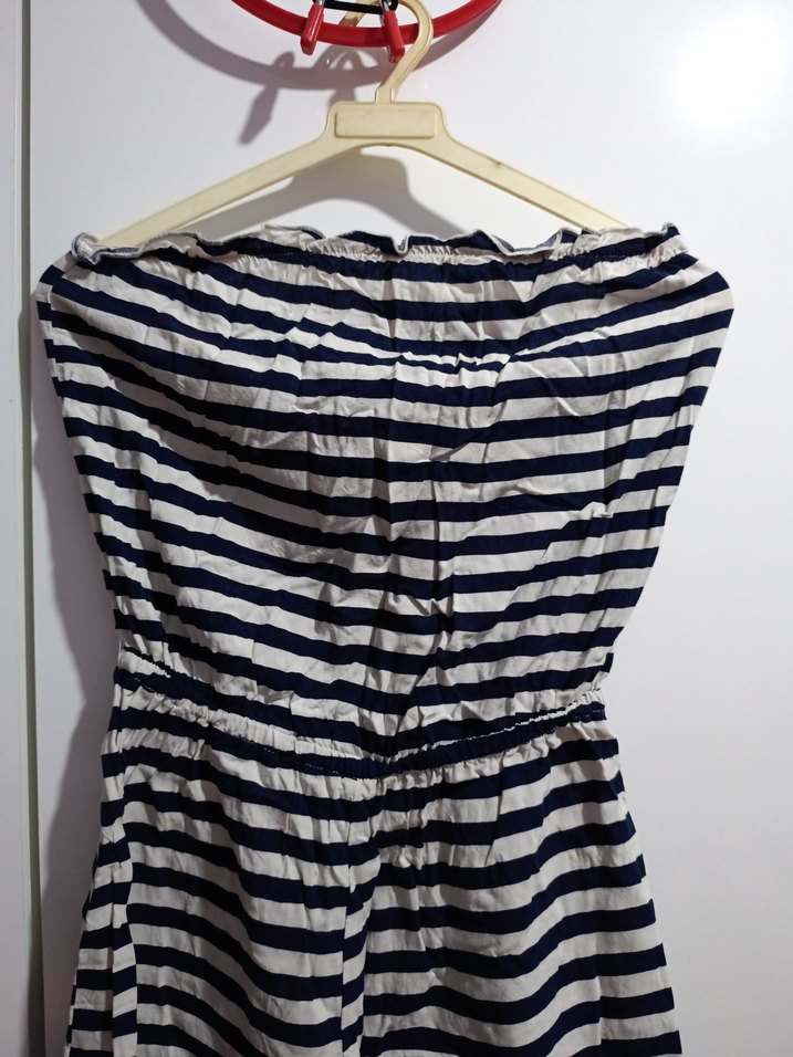 Çizgili Straplez Mini Tulum - Görsel 2