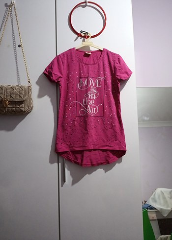 Pullu Baskılı Kız Çocuk Kısa Kollu Tişört - Görsel 4