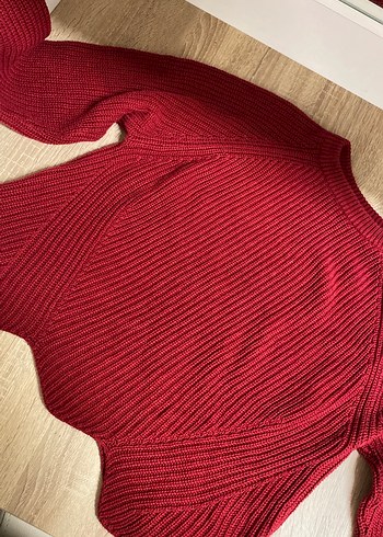 Kırmızı Örgü Kadın Kazak - Görsel 3