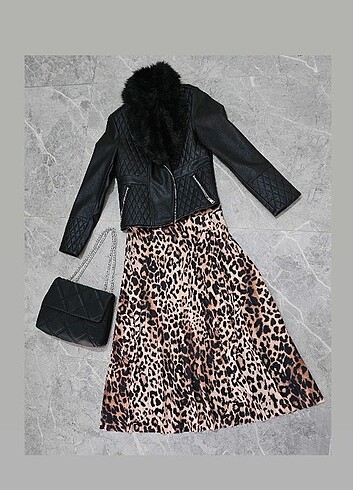 Betty Barclay BETTY BARCLAY LEOPAR DESENLİ PİLELİ ETEK