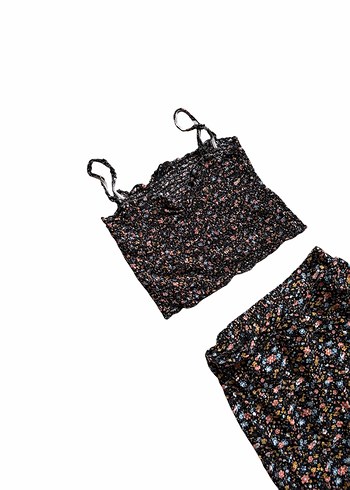 American Vintage Çiçek desenki etek crop ikili takım