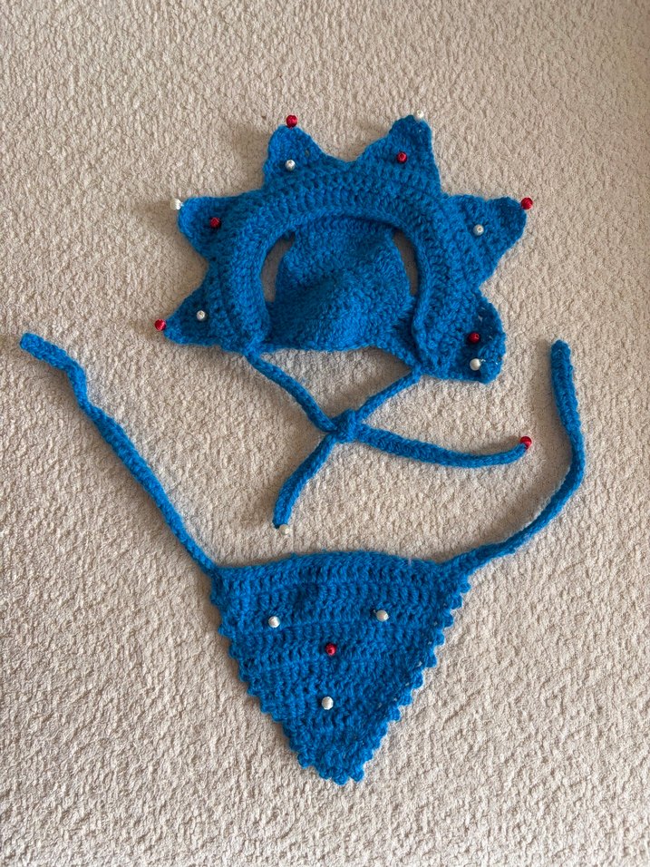 Mavi kedi Aksesuarı - El Örgüsü Şapka - Görsel 2