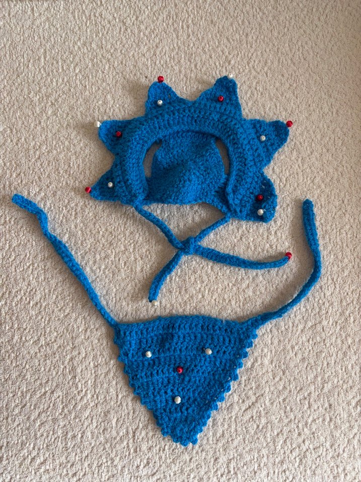 Mavi kedi Aksesuarı - El Örgüsü Şapka - Görsel 3