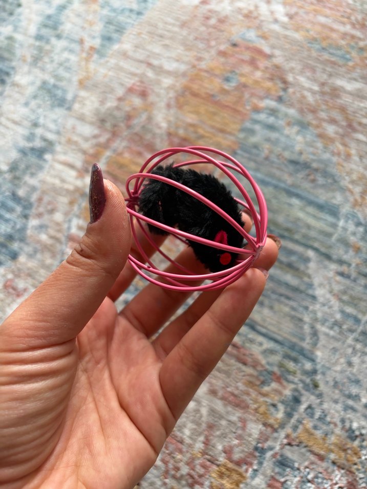 Kedi Oyuncağı Kafesli Top ve Tüylü Fare - Görsel 4