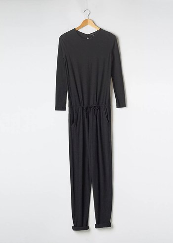 Siyah Kadın Uzun Kollu Tulum - Görsel 2