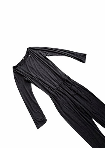 Siyah Kadın Uzun Kollu Tulum - Görsel 4