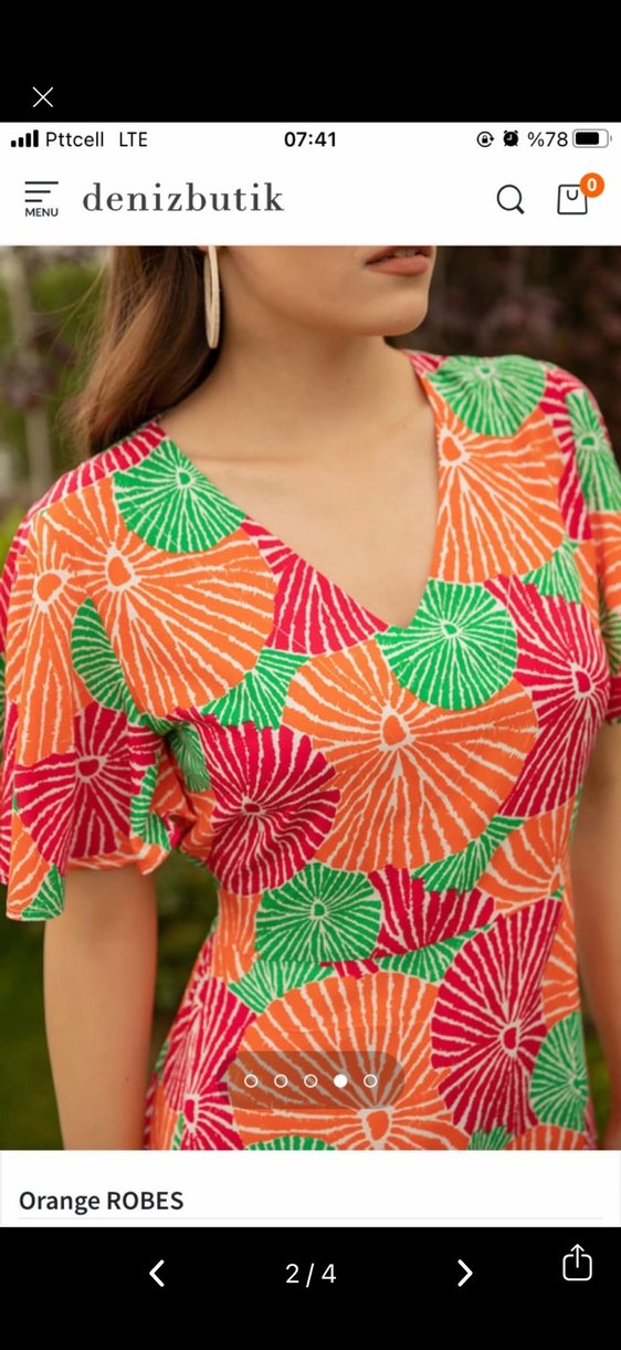 Renkli Bohem Uzun Elbise V Yaka - Görsel 2