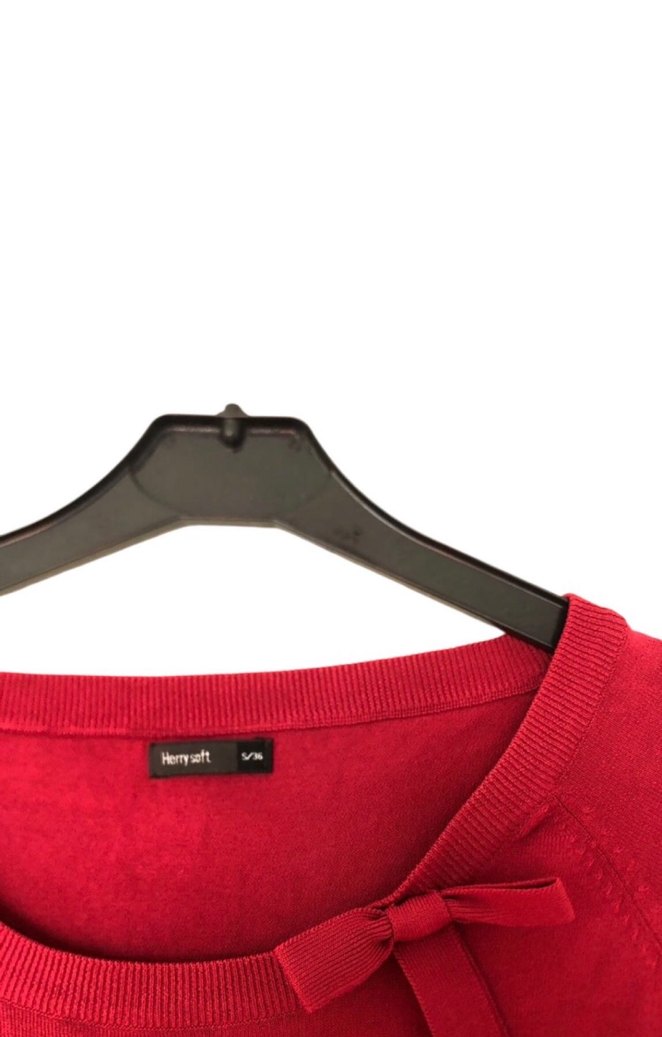 Henry Kırmızı fiyonklu Mini Elbise - Görsel 4