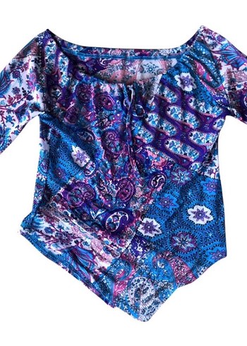 Bohem Uzun Etek Takım Mor Desenli - Görsel 2