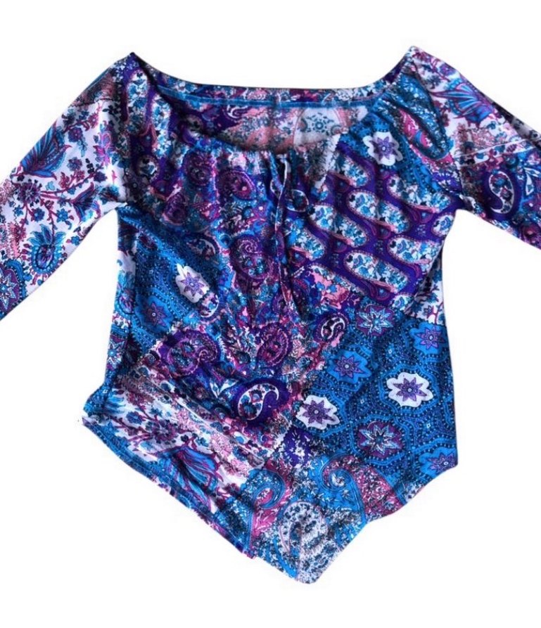 Bohem Uzun Etek Takım Mor Desenli - Görsel 2