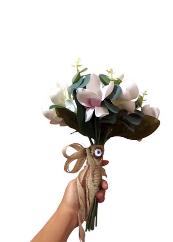 Tasarım Bohem Beyaz Gelin Buketi - Görsel 3