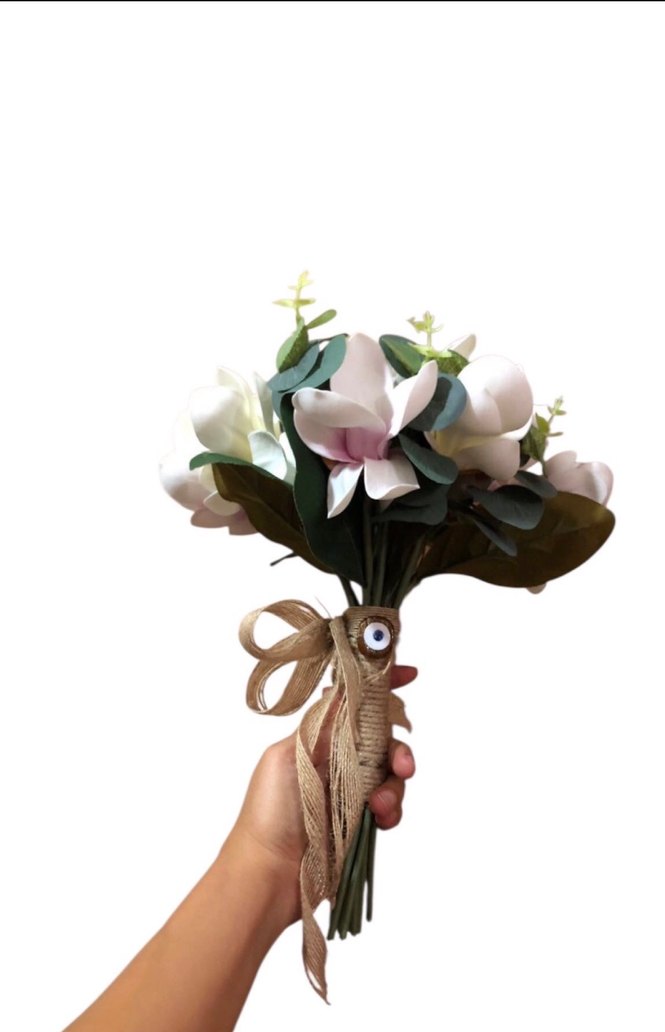 Tasarım Bohem Beyaz Gelin Buketi - Görsel 3