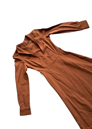 Kiremit Rengi Uzun Kollu tesettür elbise - Görsel 2