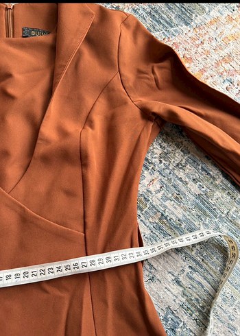 Kiremit Rengi Uzun Kollu tesettür elbise - Görsel 5