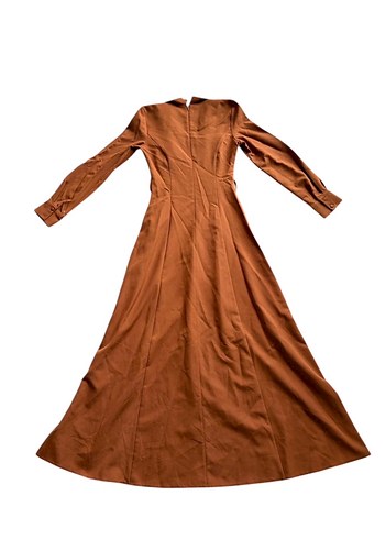 Kiremit Rengi Uzun Kollu tesettür elbise - Görsel 3