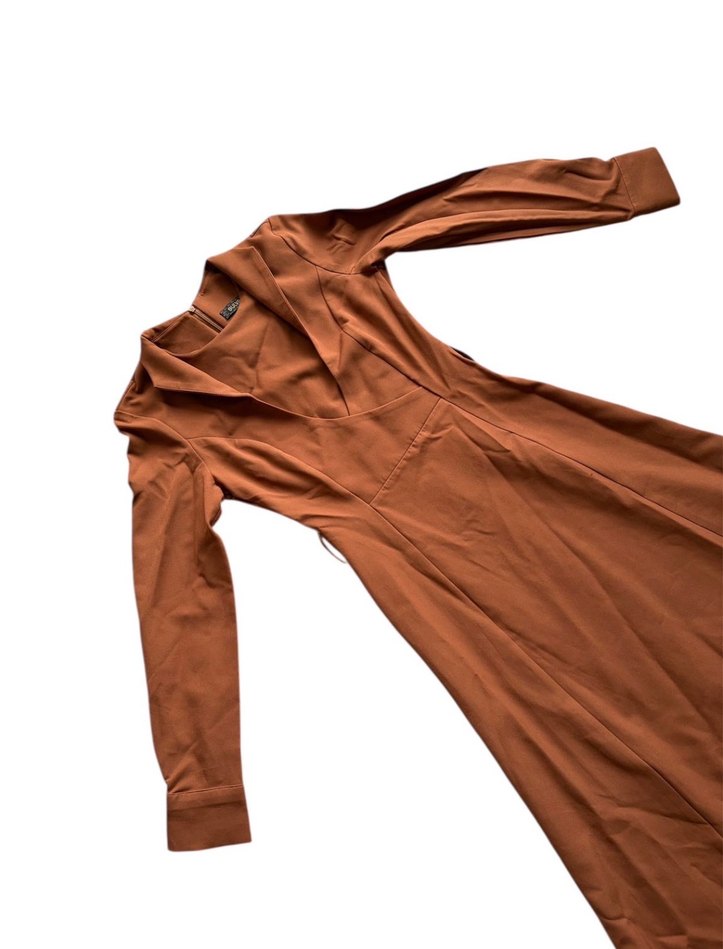 Kiremit Rengi Uzun Kollu tesettür elbise - Görsel 2