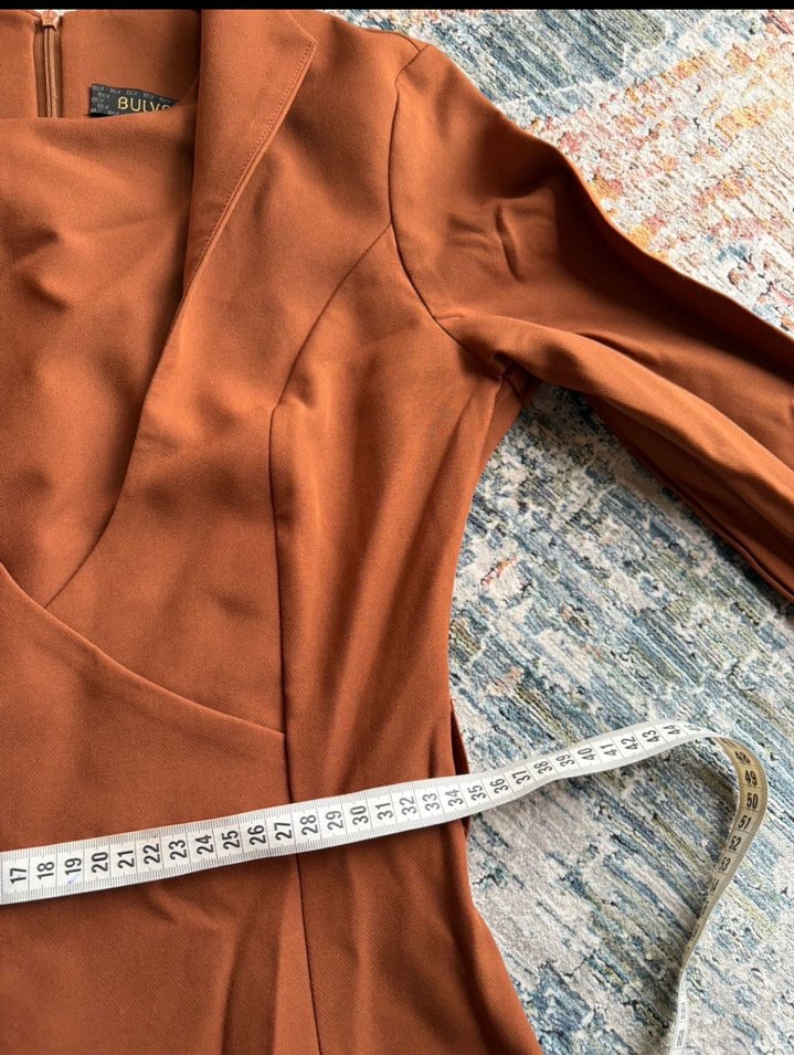 Kiremit Rengi Uzun Kollu tesettür elbise - Görsel 5