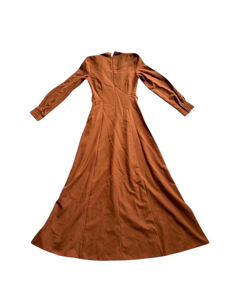 Kiremit Rengi Uzun Kollu tesettür elbise - Görsel 3