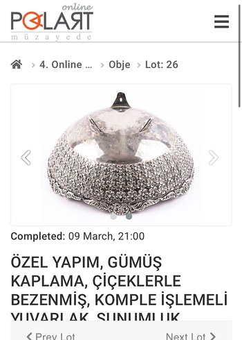 Gümüş Kaplama Çiçek İşlemeli Yuvarlak Sunumluk - Görsel 4