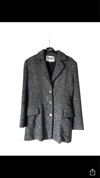 American Vintage Vintage gri siyah kırçıllı blazer kaşe ceket