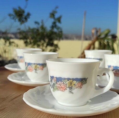 Beden beyaz Renk Vintage arcopel france 6lı kahve fincanı