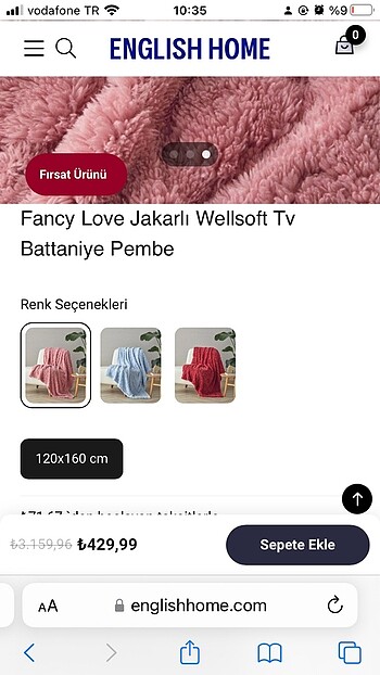  Beden English home gül kurusu pembe tüylü battaniye