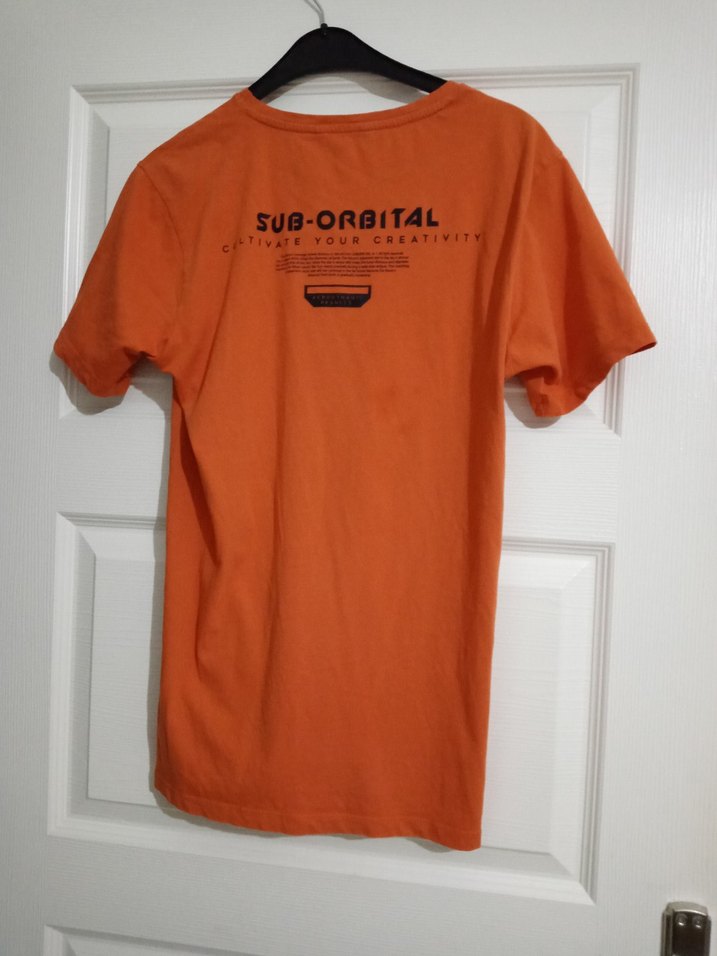 Turuncu Erkek Kısa Kollu Salaş Tişört - Görsel 3