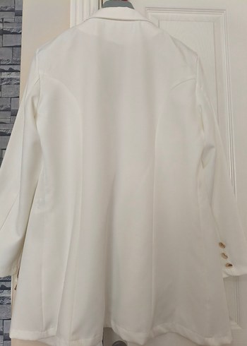 Mendil yaka Beyaz Blezir ceket - Görsel 2