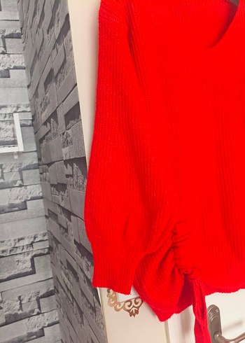 Standart Kırmızı triko kazak - Görsel 4