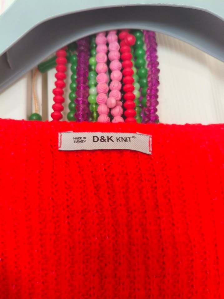 Standart Kırmızı triko kazak - Görsel 5