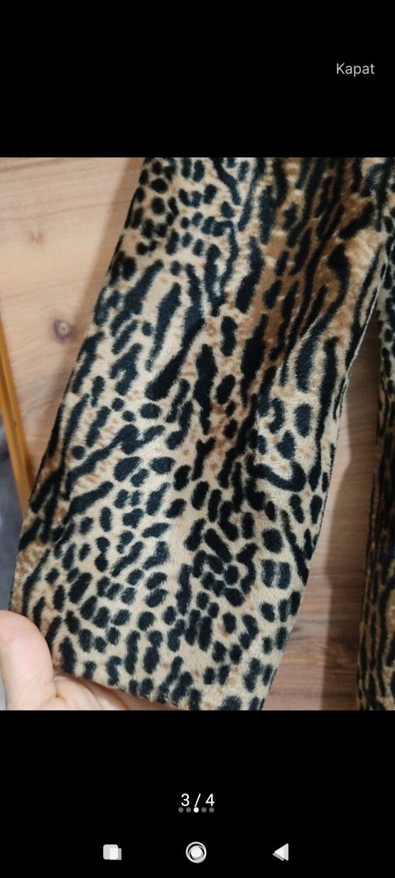 Leopar desenli Kaban Ceket - Görsel 3