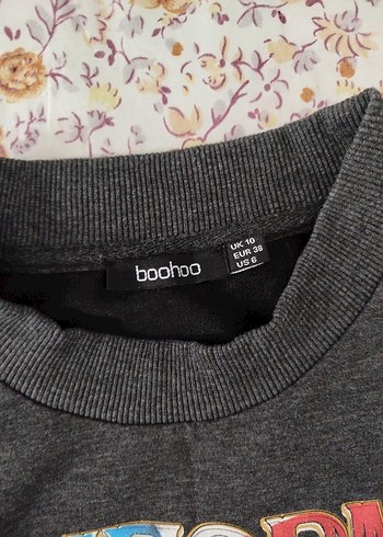 m Beden Gri Baskılı Kadın Sweatshirt