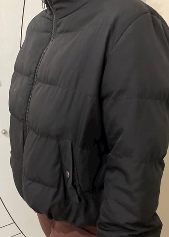 Gri Yüksek Yakalı Sokak Stili Kadın Kışlık Mont - Görsel 3