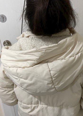 Beyaz Puff Mont, Yüksek Yaka, Midi Boy - Görsel 4