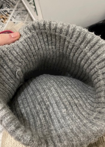 Gri Kadın Yün Örgü Bere - Görsel 3