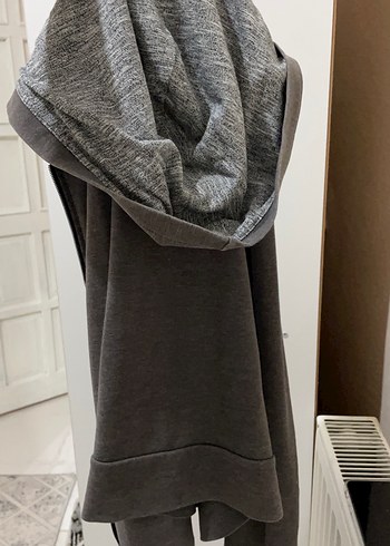 Gri Kadın Keten Fermuarlı Salaş Ceket - Görsel 2