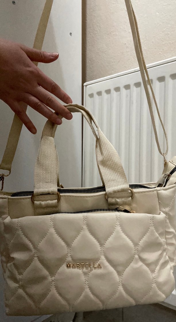 Beyaz Nakışlı Kadın Omuz Çantası - Görsel 2