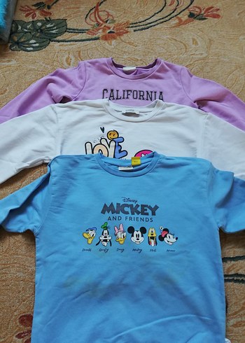 Kız Çocuk Çok Renkli Uzun Kollu Mickey Tişört