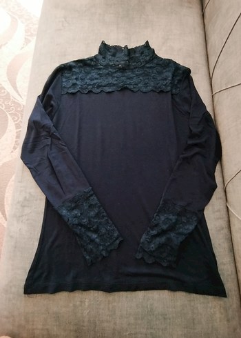 Bordo ve lacivert Dantel Detaylı Kadın Bluz - Görsel 6